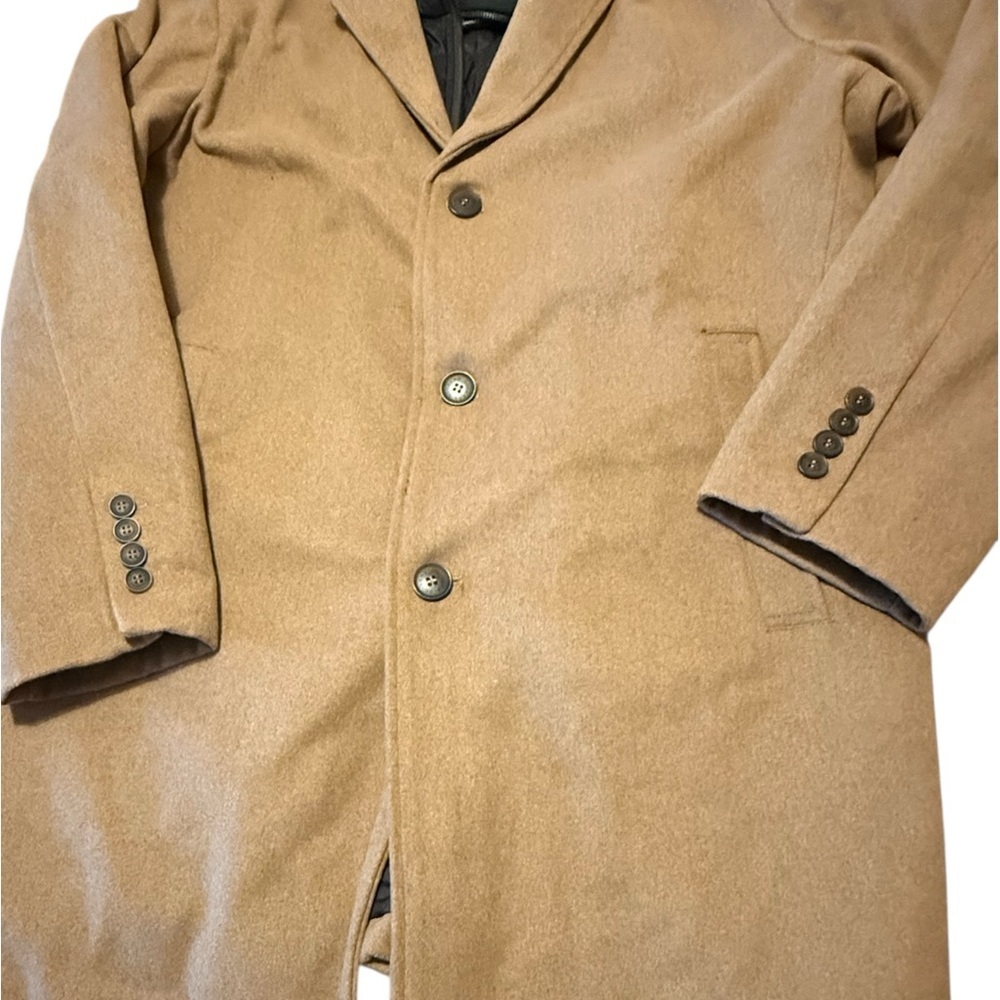 Men’s Camel Wool Blend Camel Overcoat with Built-In Quilted Vest | XXL - Picture 3 of 9